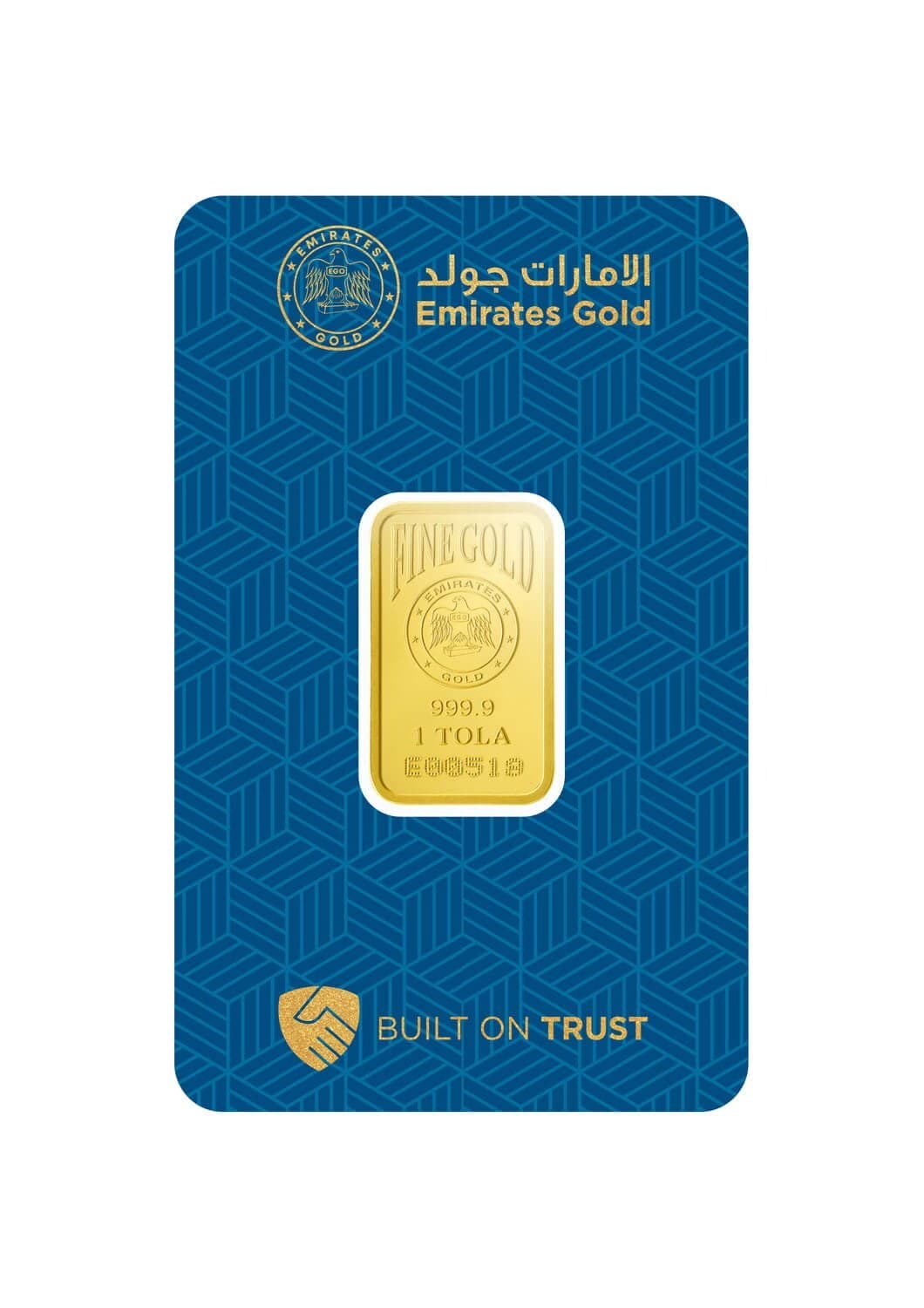 Emirates Gold minted gold bar — 1 tola — manufacturer product photograph