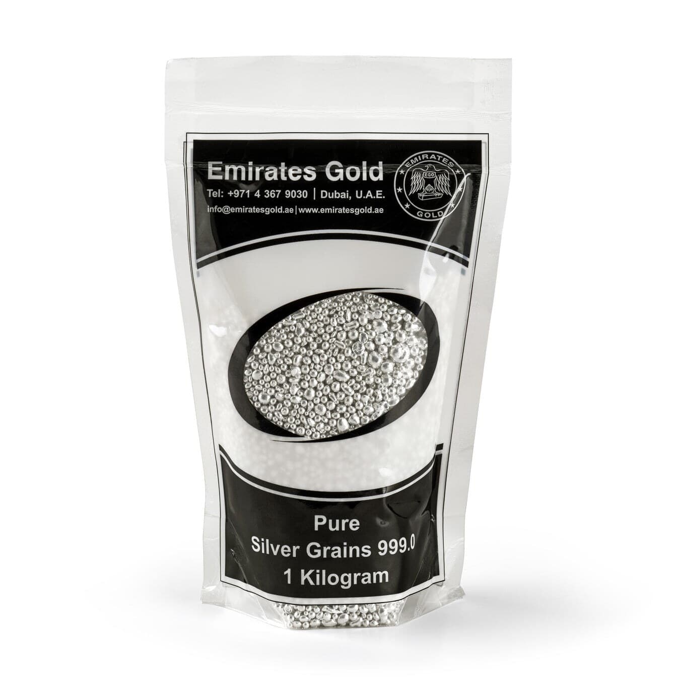 Fine silver grains in a one-kilogram professional lot