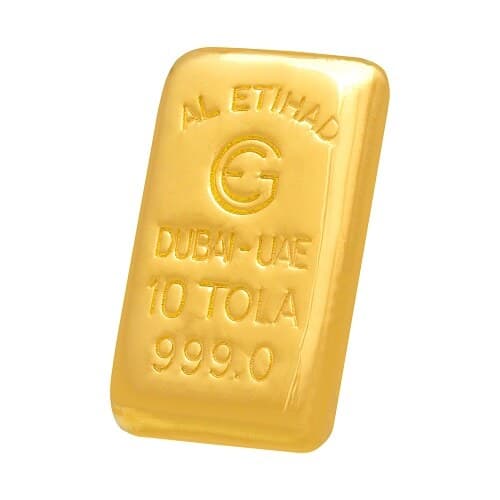Al Etihad 10 tola gold bar — manufacturer product photograph