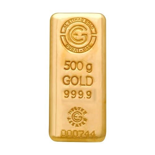 Al Etihad 500 g gold cast bar — manufacturer product photograph