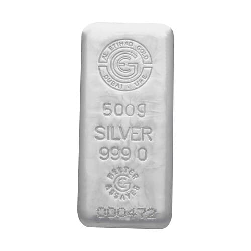 Al Etihad 500 g silver cast bar — manufacturer product photograph