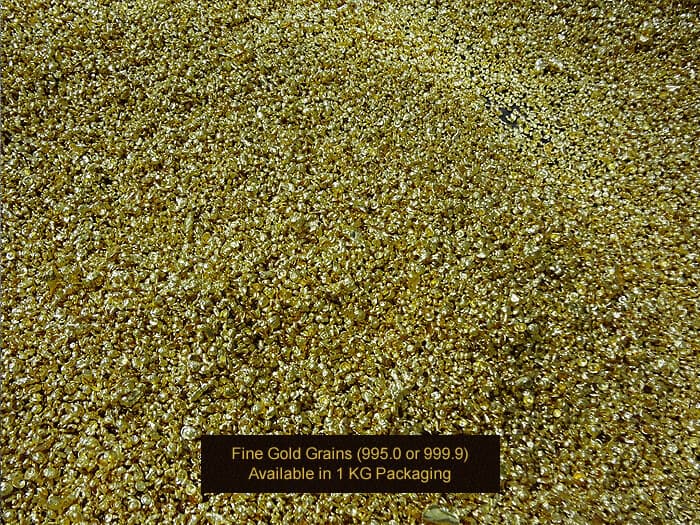 Fine gold grains in a professional refinery lot