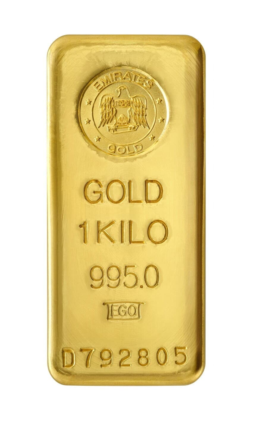 Emirates Gold 1 kg gold cast bar (995.0) — manufacturer product photograph