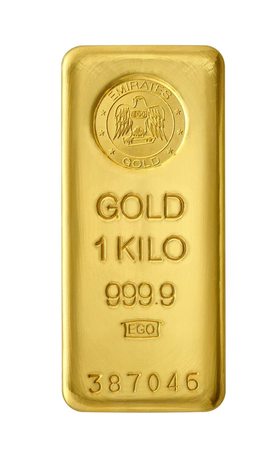 Emirates Gold 1 kg gold cast bar (999.9) — manufacturer product photograph