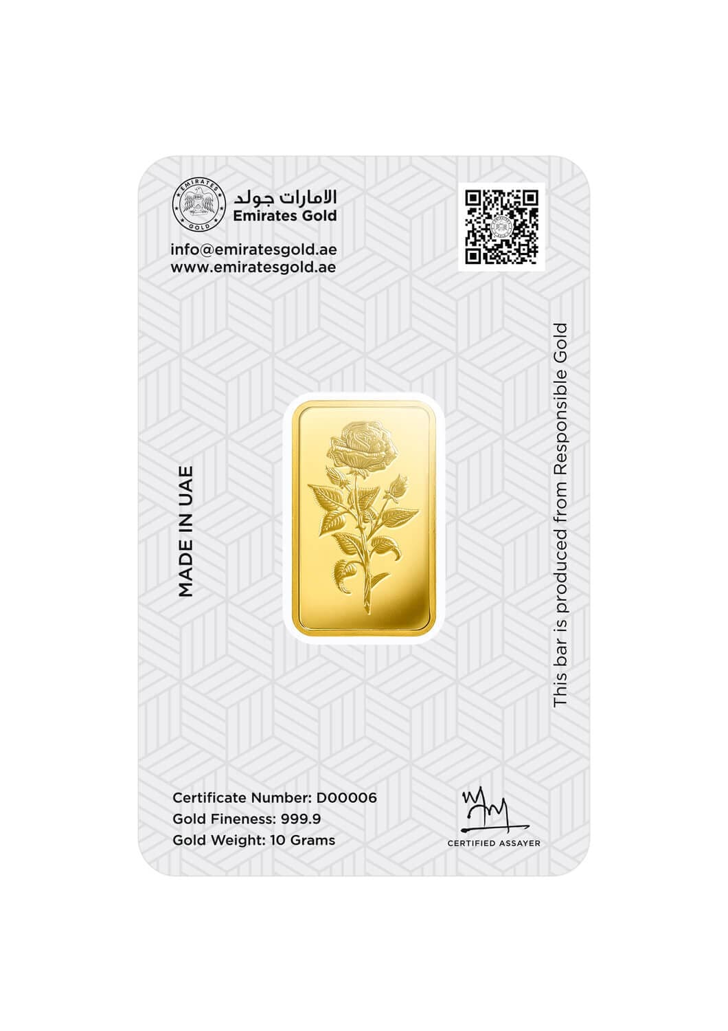 Emirates Gold minted gold bar — 10 g — manufacturer product photograph