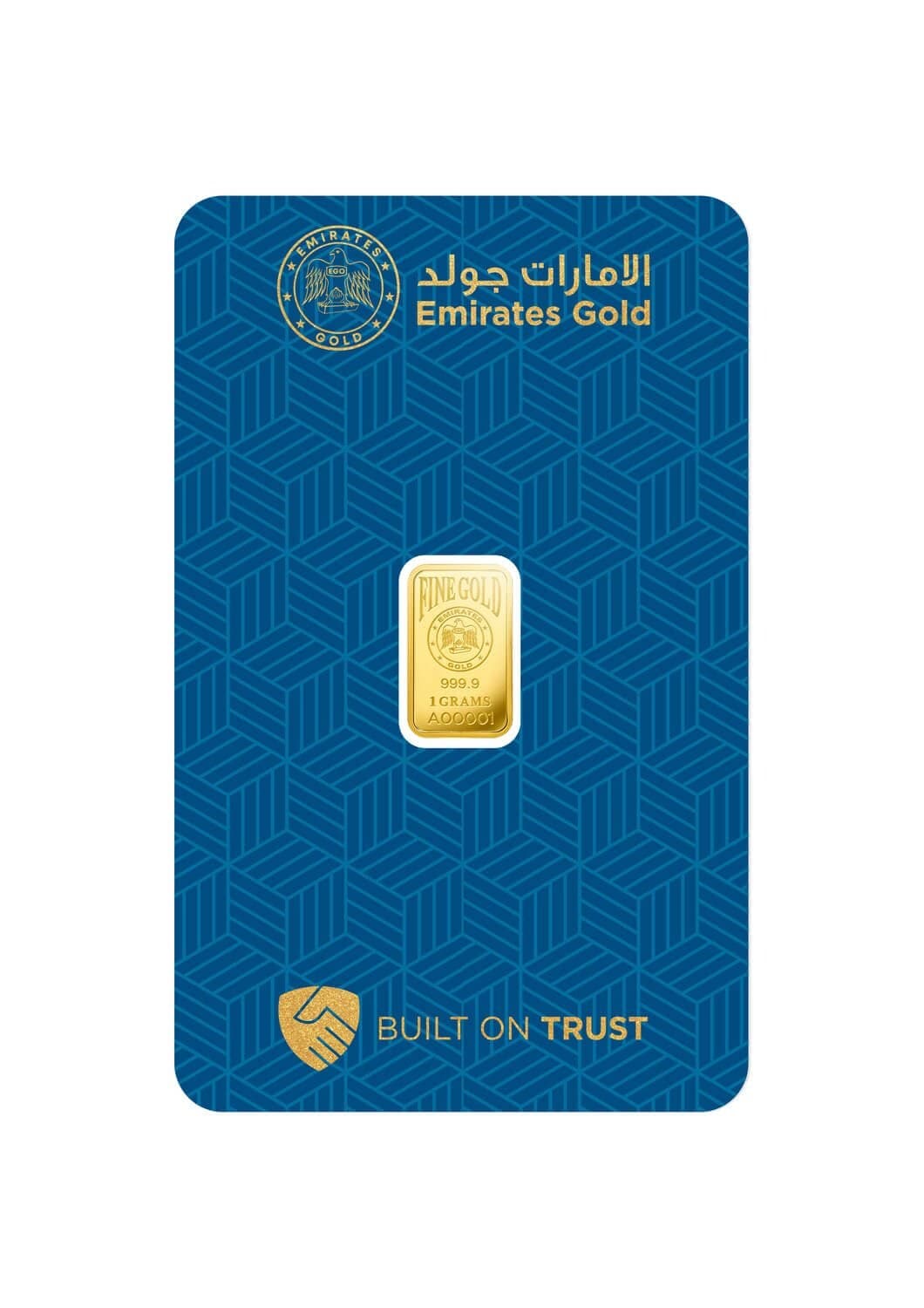 Emirates Gold minted gold bar — 1 g — manufacturer product photograph