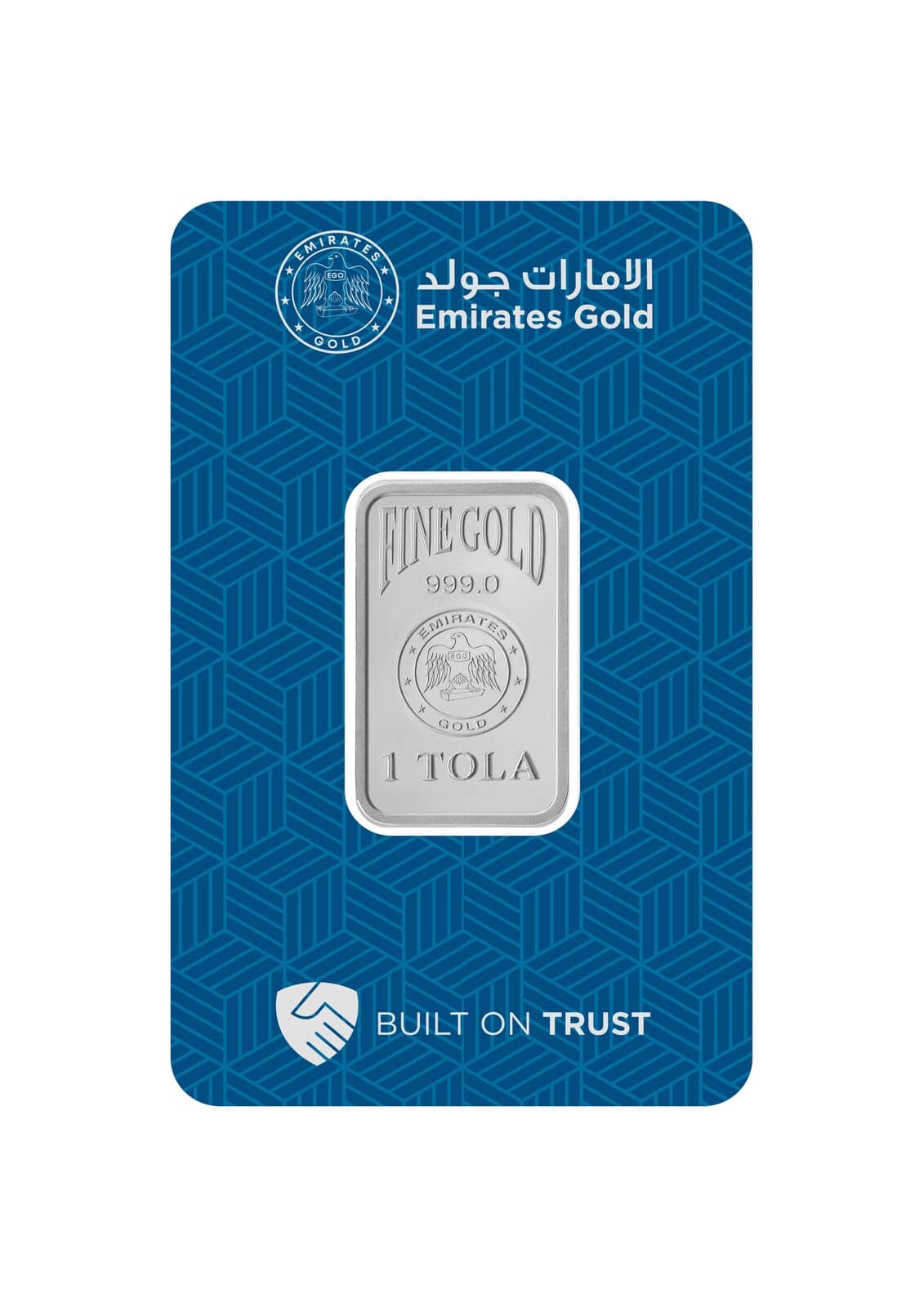 Emirates Gold minted silver bar — 1 tola — manufacturer product photograph