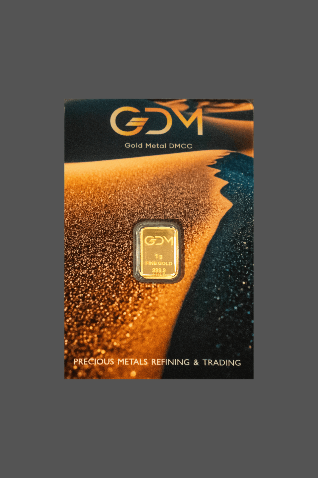 Gold Metal DMCC 1 g gold blister bar — manufacturer product photograph