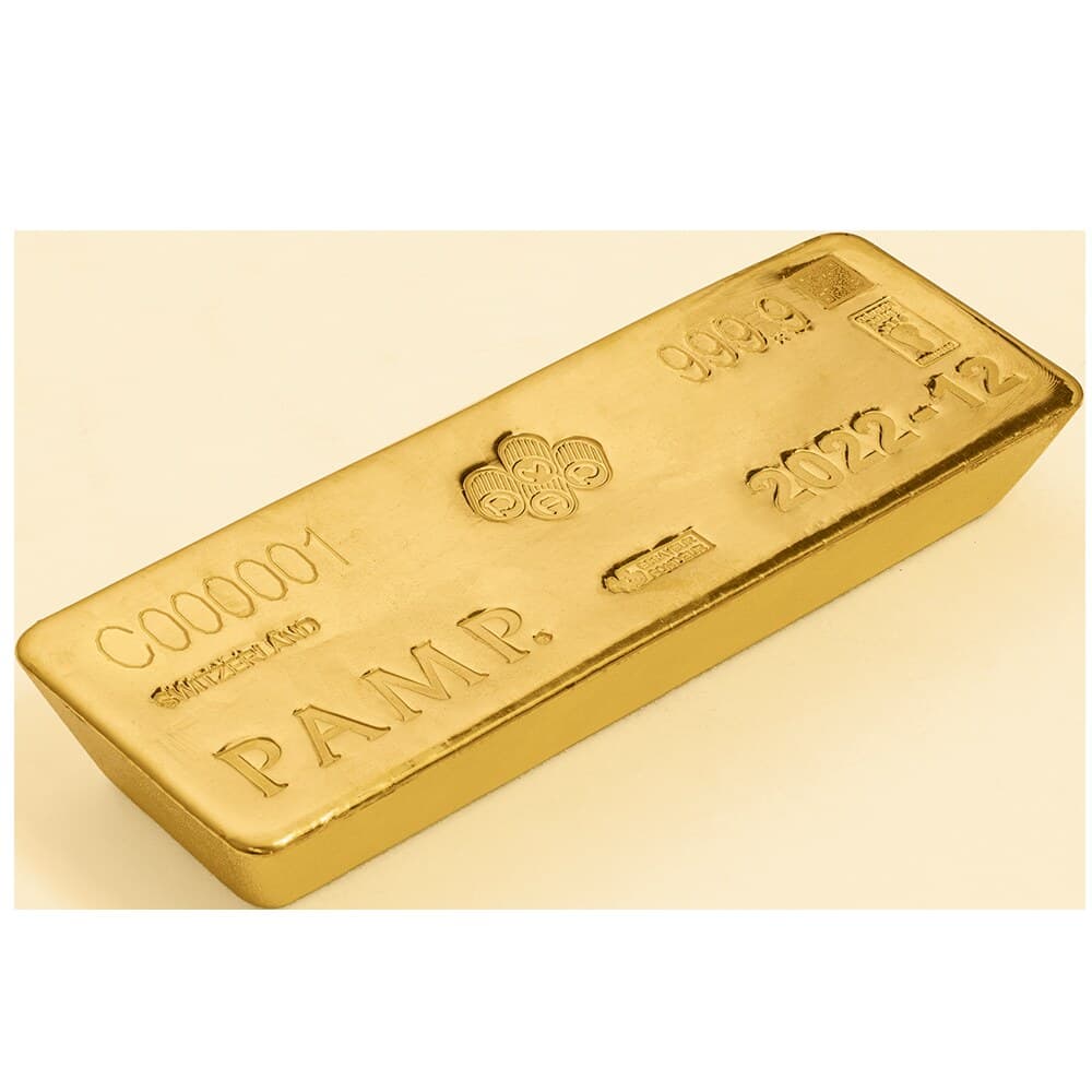 PAMP 400 oz gold cast bar — manufacturer product photograph