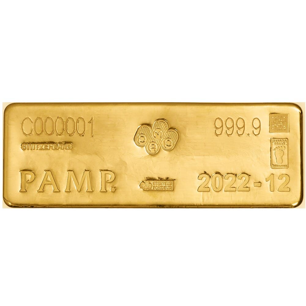 PAMP 400 oz gold cast bar — manufacturer product photograph