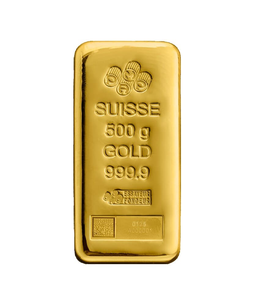 PAMP 500 g gold cast bar — manufacturer product photograph