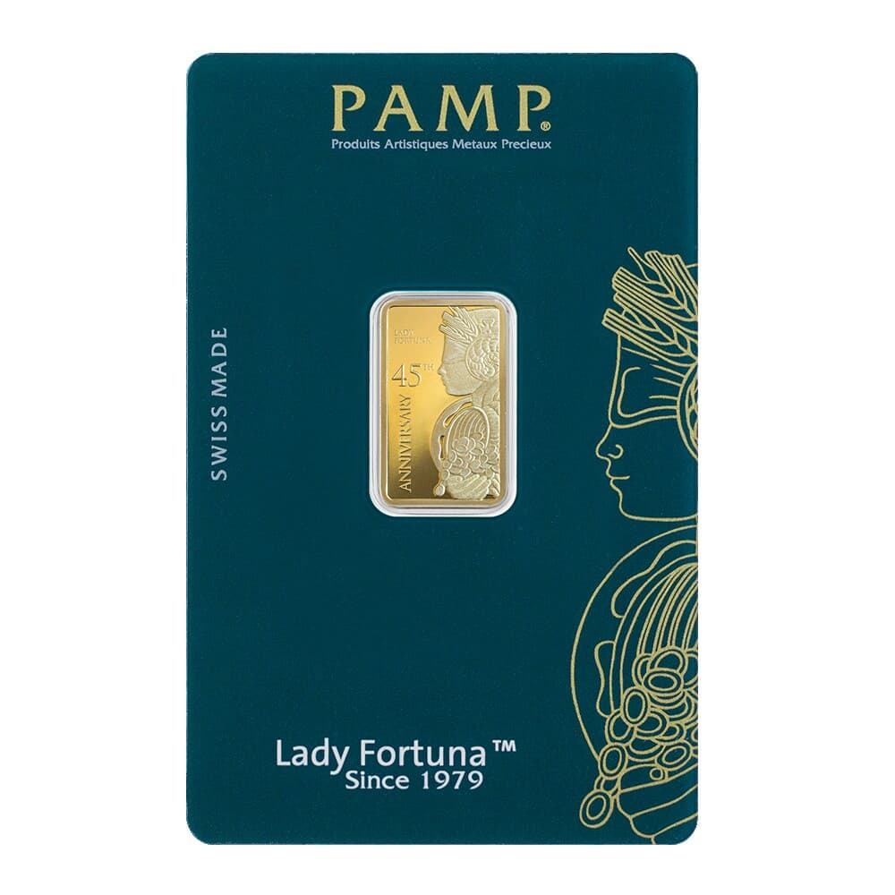 PAMP Lady Fortuna 45th anniversary 5 g gold bar — manufacturer product photograph