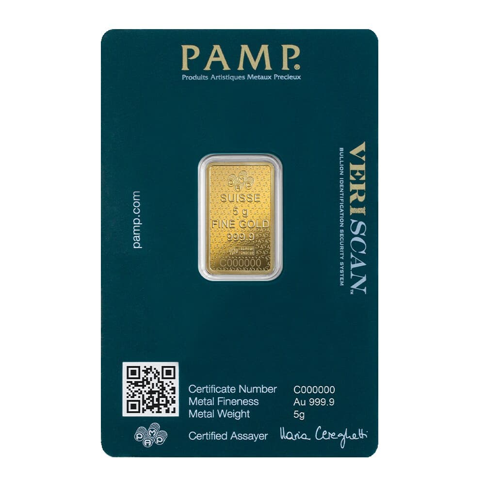 PAMP Lady Fortuna 45th anniversary 5 g gold bar — manufacturer product photograph