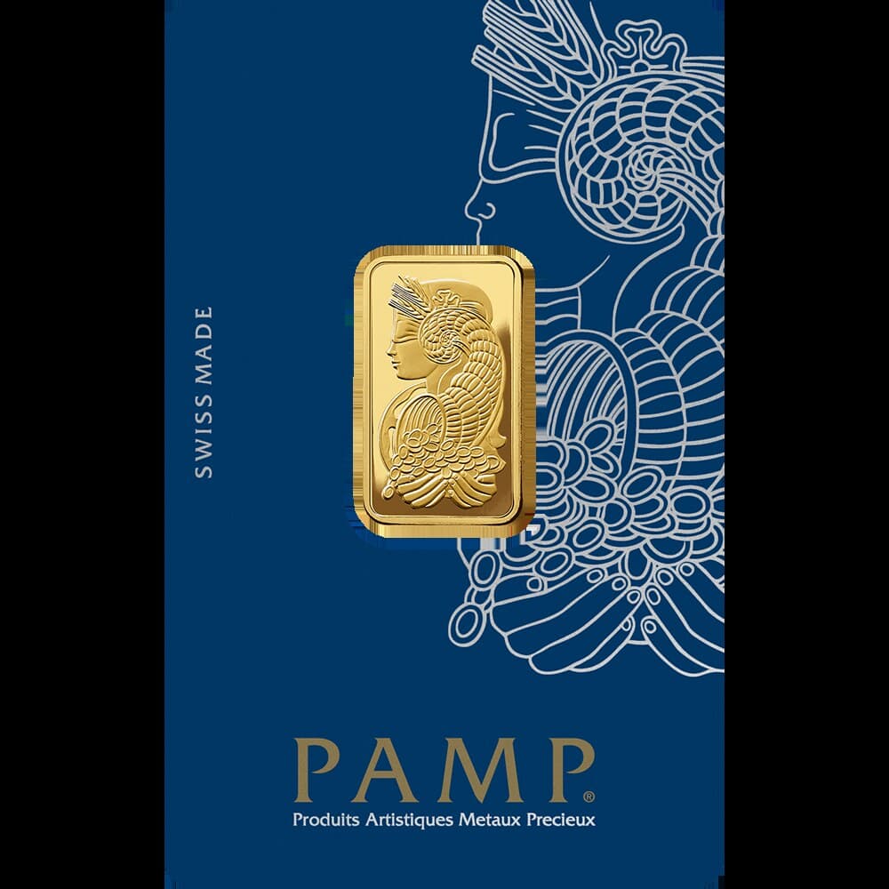 PAMP Lady Fortuna gold minted bar — 10 g — manufacturer product photograph