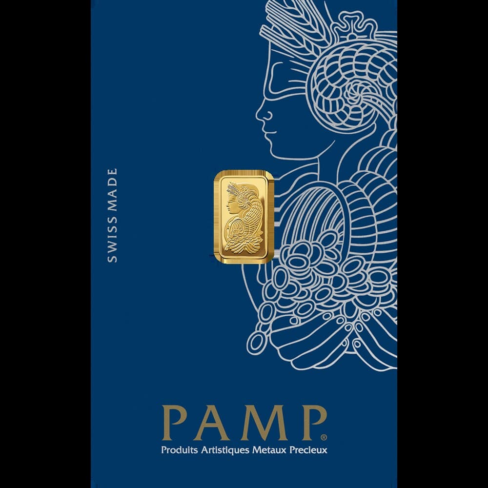 PAMP Lady Fortuna gold minted bar — 1 g — manufacturer product photograph