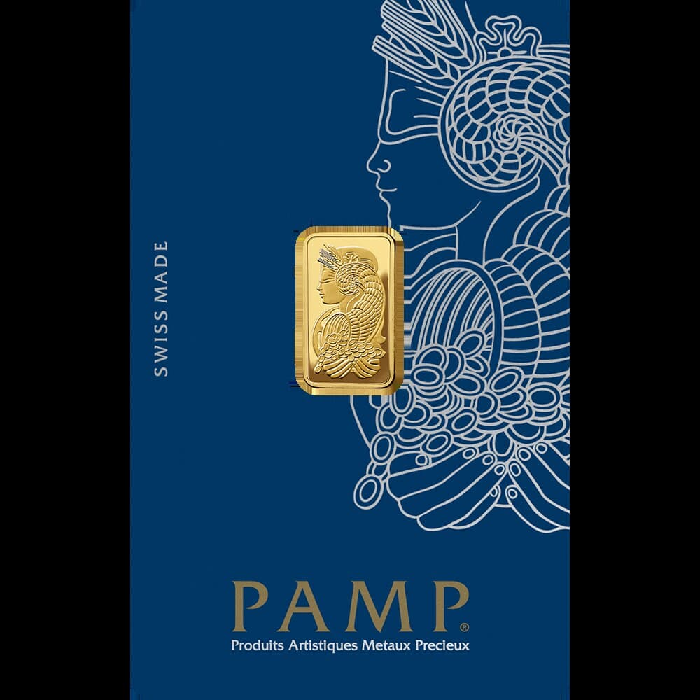 PAMP Lady Fortuna gold minted bar — 2.5 g — manufacturer product photograph