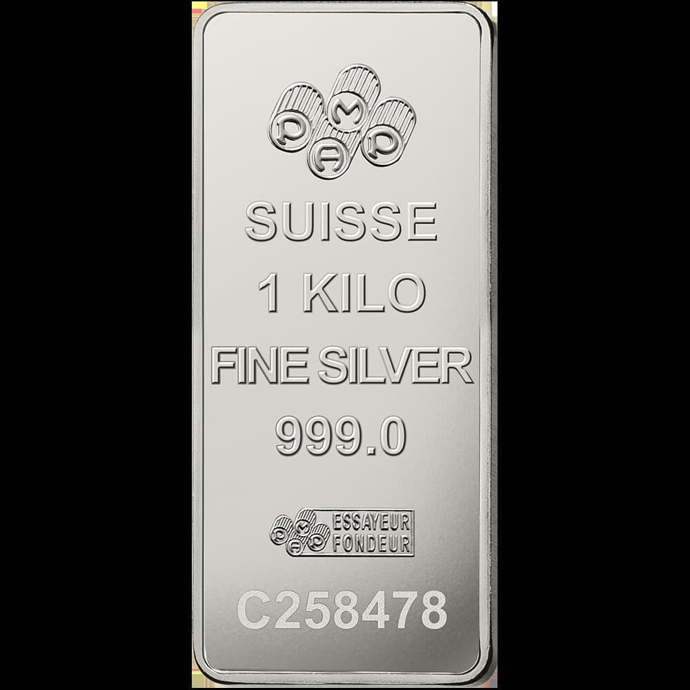 PAMP Lady Fortuna silver minted bar — 1 kg — manufacturer product photograph