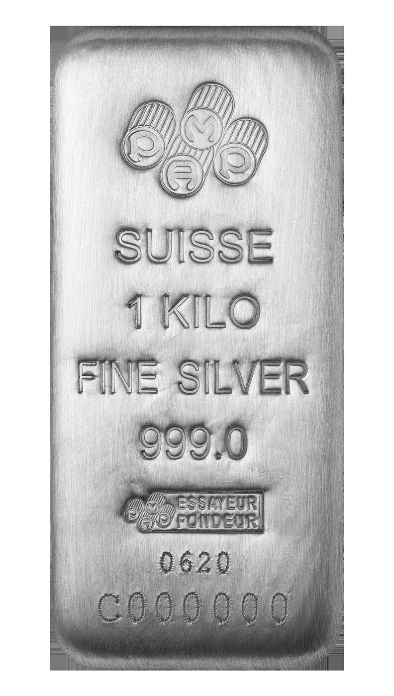 PAMP 1 kg silver cast bar — manufacturer product photograph