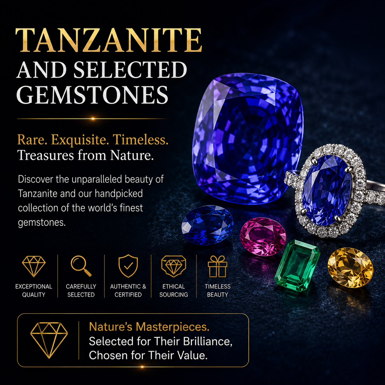 Tanzanite and selected gemstones